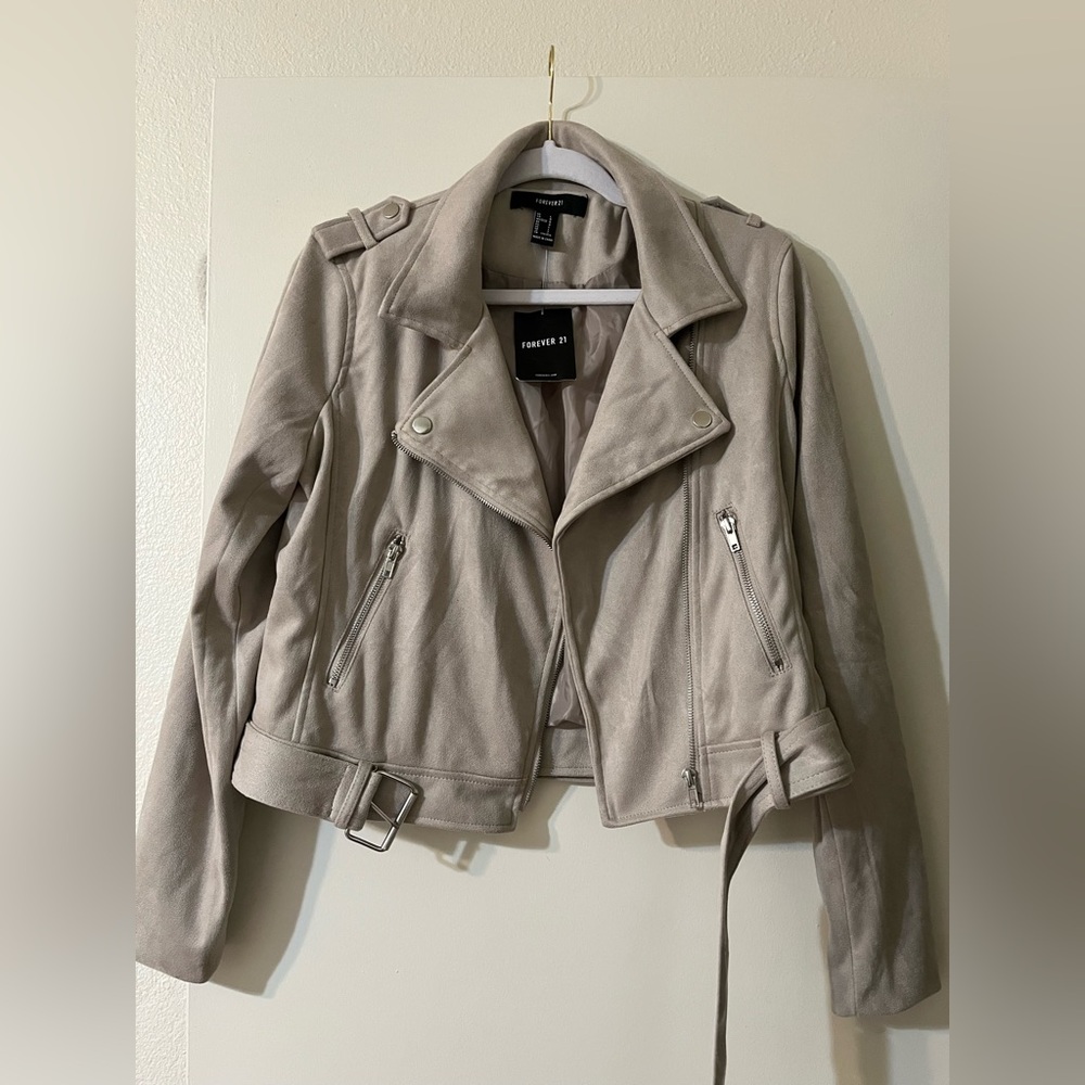 Forever 21 Women's Beige Moto Jacket